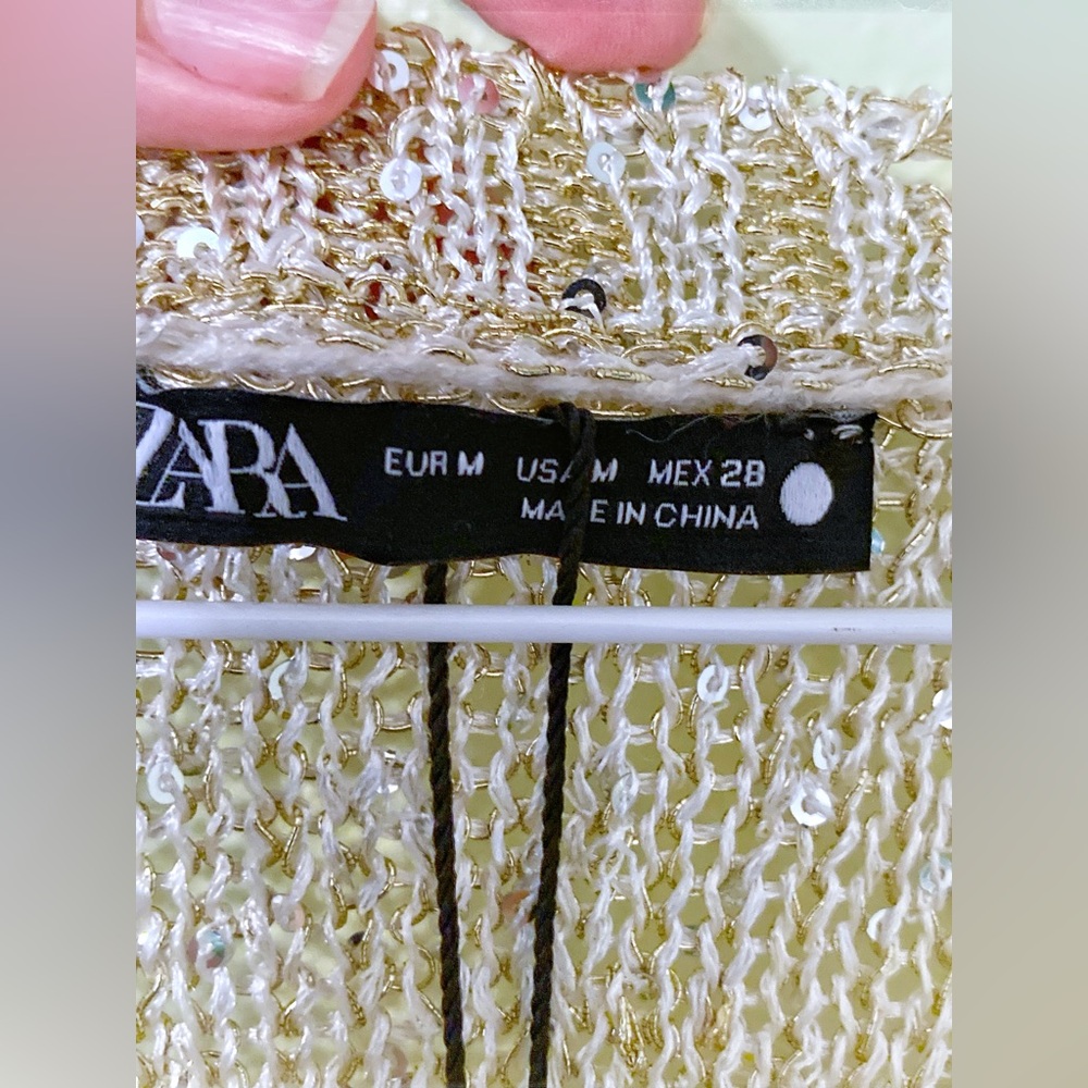 Zara Gold Metallic Rhinestone Tank Top 7901/453/303 NWT - Picture 4 of 6